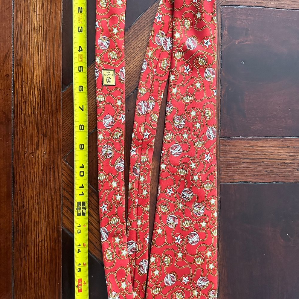 Chanel Red Patterned Tie - Picture 13 of 16
